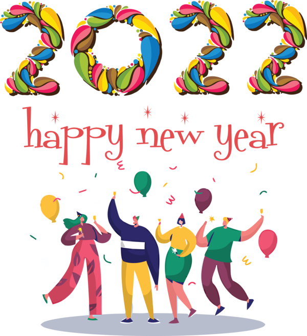 Transparent New Year Line art Transparency Painting for Happy New Year 2022 for New Year
