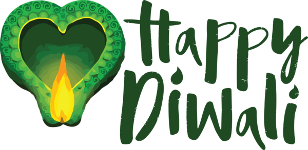 Transparent Diwali Logo Font Green for Happy Diwali for Diwali