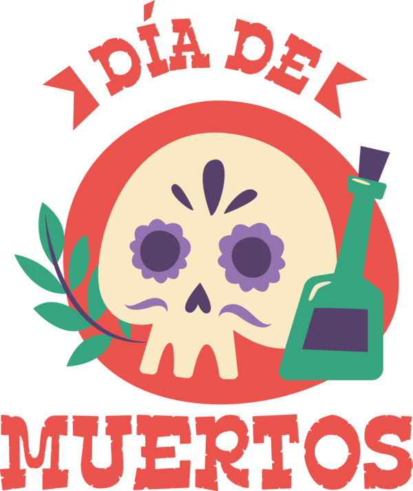 Transparent Day of the Dead Logo Produce Flower for Día de Muertos for Day Of The Dead