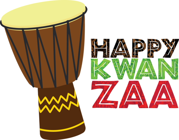 Transparent Kwanzaa Djembe Tom-Tom Drum Percussion for Happy Kwanzaa for Kwanzaa