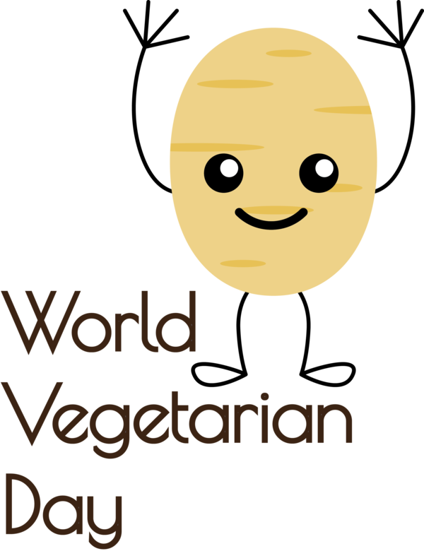 Transparent World Vegetarian Day Cartoon Smiley Yellow for Vegetarian Day for World Vegetarian Day