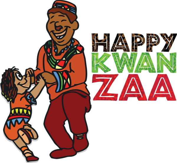 Transparent Kwanzaa Cartoon Character Line for Happy Kwanzaa for Kwanzaa