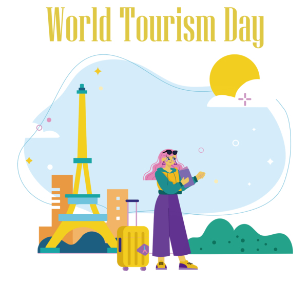 Transparent World Tourism Day Eiffel Tower Cartoon Drawing for Tourism Day for World Tourism Day