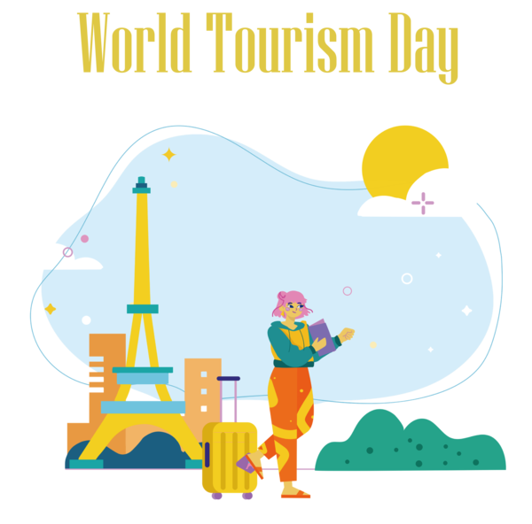 Transparent World Tourism Day Eiffel Tower Cartoon Drawing for Tourism Day for World Tourism Day