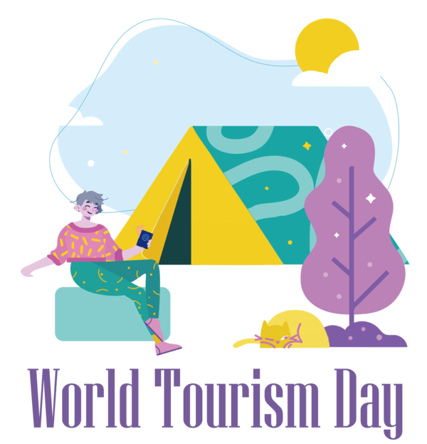 Transparent World Tourism Day Cartoon Abstract art Drawing for Tourism Day for World Tourism Day