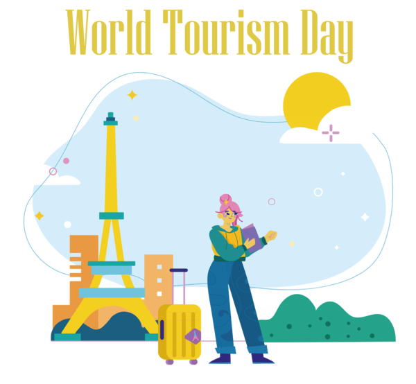 Transparent World Tourism Day Eiffel Tower Cartoon Line art for Tourism Day for World Tourism Day
