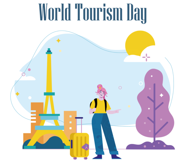 Transparent World Tourism Day Cartoon Drawing Painting for Tourism Day for World Tourism Day