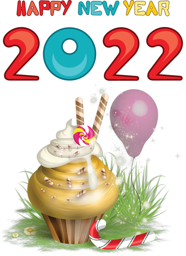 Transparent New Year Chocolate Bar Cupcake Ice Cream for Happy New Year 2022 for New Year