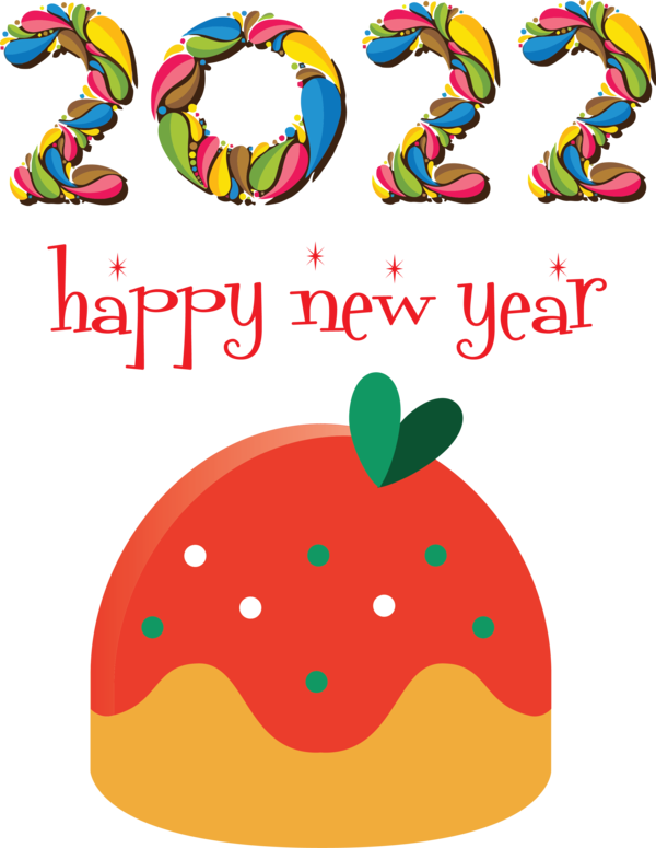 Transparent New Year Line Fruit Produce for Happy New Year 2022 for New Year