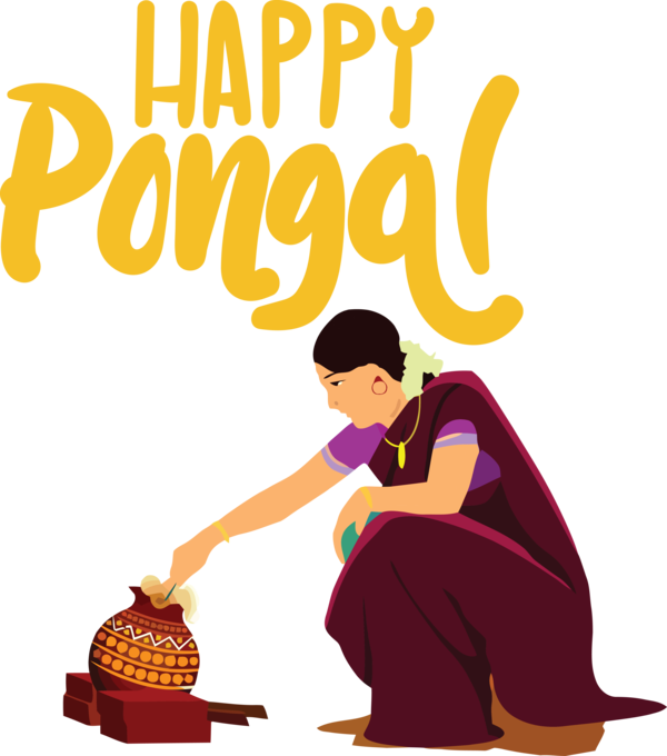 Transparent Pongal Cartoon Line Design for Thai Pongal for Pongal