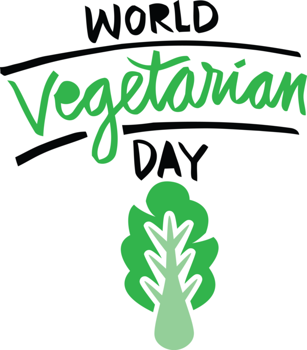 Transparent World Vegetarian Day Logo Green Leaf for Vegetarian Day for World Vegetarian Day