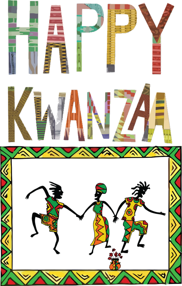 Transparent Kwanzaa Design Text African dance for Happy Kwanzaa for Kwanzaa