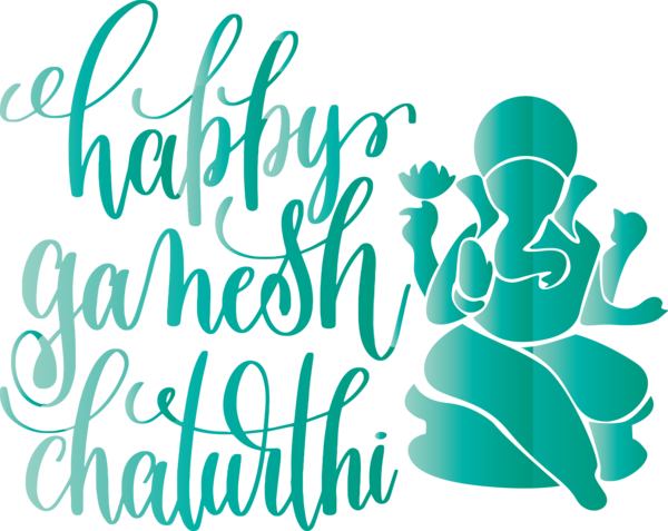 Transparent Ganesh Chaturthi Logo Design Teal for Vinayaka Chaturthi for Ganesh Chaturthi
