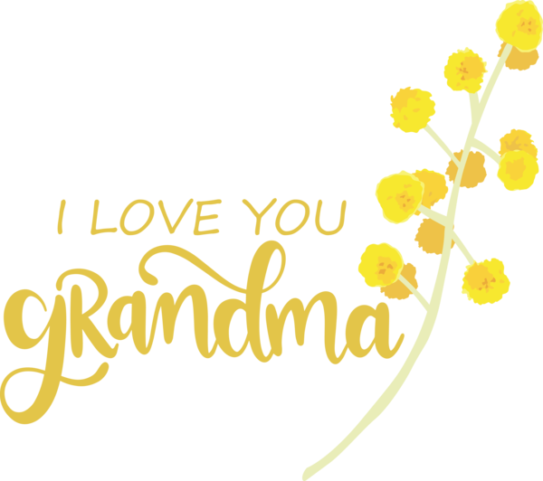Transparent National Grandparents Day Cut flowers Logo Floral design for Grandmothers Day for National Grandparents Day