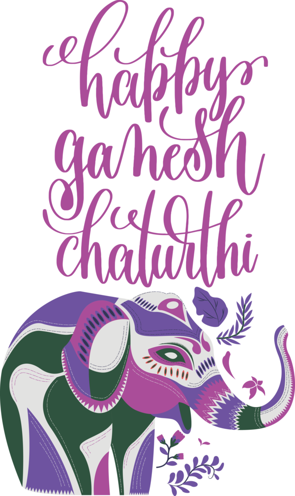 Transparent Ganesh Chaturthi Calligraphy Drawing Typography for Vinayaka Chaturthi for Ganesh Chaturthi