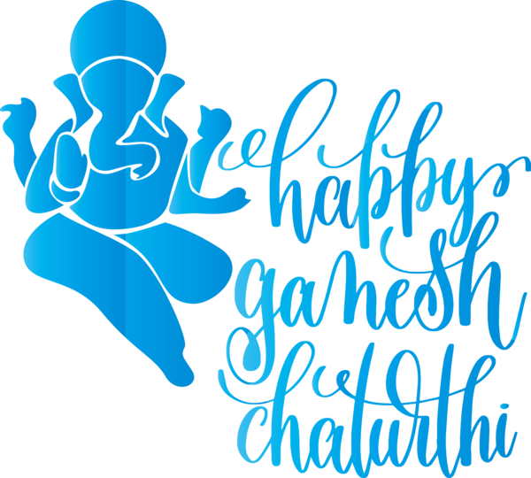 Transparent Ganesh Chaturthi Calligraphy Lettering Typography for Vinayaka Chaturthi for Ganesh Chaturthi