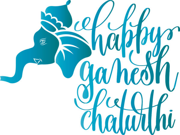 Transparent Ganesh Chaturthi Calligraphy Lettering Typography for Vinayaka Chaturthi for Ganesh Chaturthi