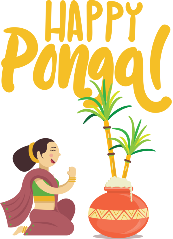 Transparent Pongal Cartoon Yellow Flower for Thai Pongal for Pongal