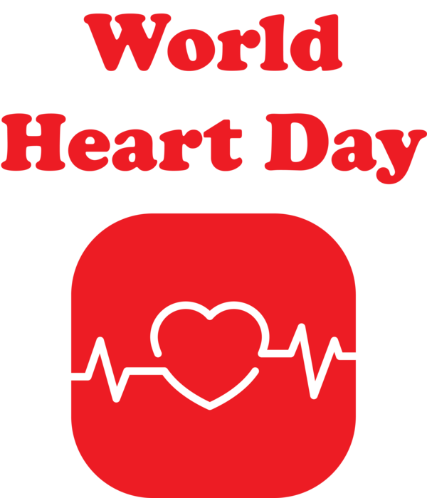 Transparent World Heart Day M-095 Red Line for Heart Day for World Heart Day