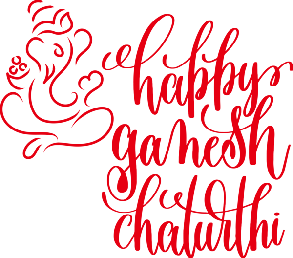 Transparent Ganesh Chaturthi Calligraphy Lettering Abstract art for Vinayaka Chaturthi for Ganesh Chaturthi