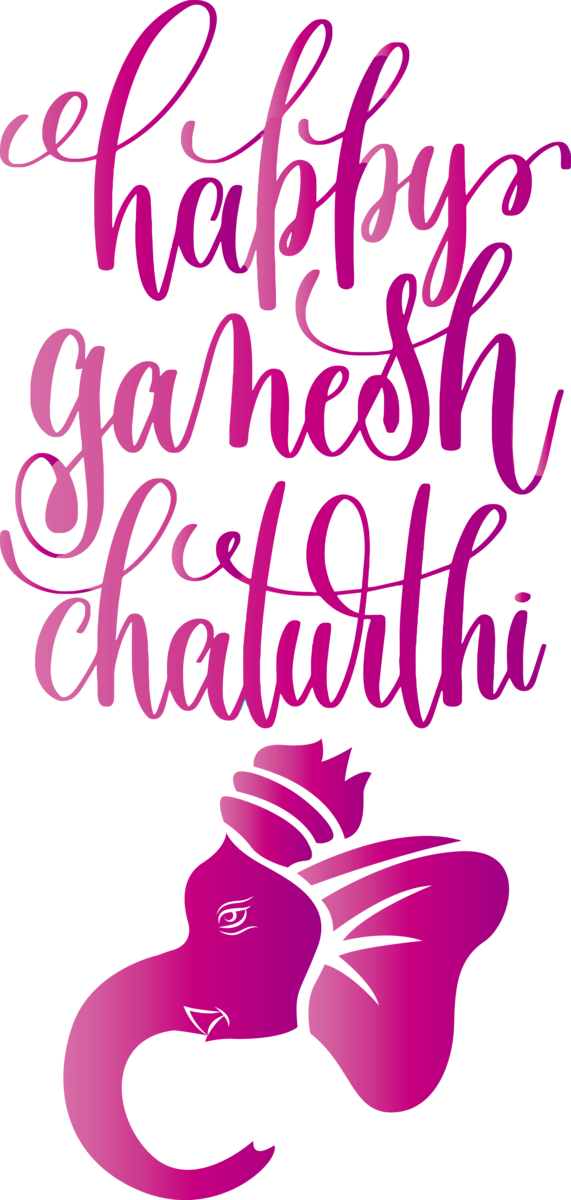 Transparent Ganesh Chaturthi Calligraphy Lettering Typography for Happy Ganesh Chaturthi for Ganesh Chaturthi