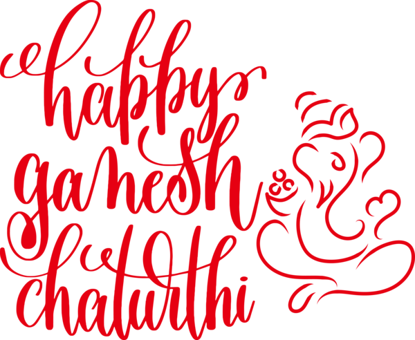 Transparent Ganesh Chaturthi Lettering Calligraphy Typography for Vinayaka Chaturthi for Ganesh Chaturthi
