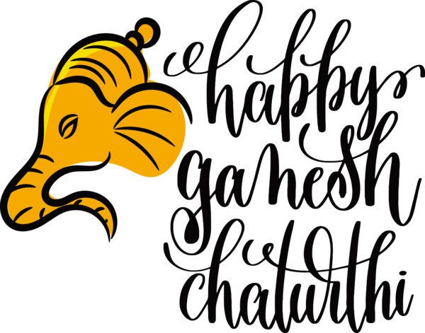 Transparent Ganesh Chaturthi Cartoon Calligraphy Happiness for Happy Ganesh Chaturthi for Ganesh Chaturthi