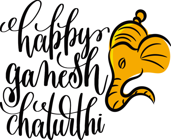Transparent Ganesh Chaturthi Lettering Calligraphy Abstract art for Happy Ganesh Chaturthi for Ganesh Chaturthi
