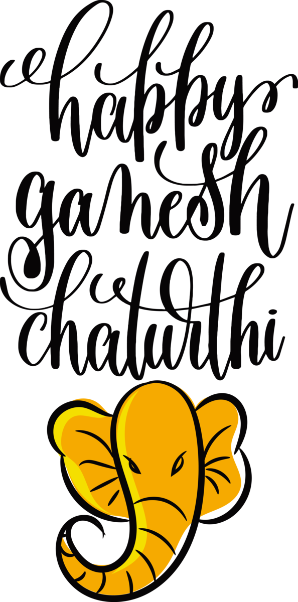 Transparent Ganesh Chaturthi Lettering Calligraphy Typography for Happy Ganesh Chaturthi for Ganesh Chaturthi