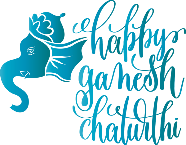 Transparent Ganesh Chaturthi Logo Design Text for Happy Ganesh Chaturthi for Ganesh Chaturthi