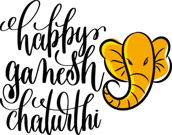 Transparent Ganesh Chaturthi Calligraphy Typography Abstract art for Happy Ganesh Chaturthi for Ganesh Chaturthi