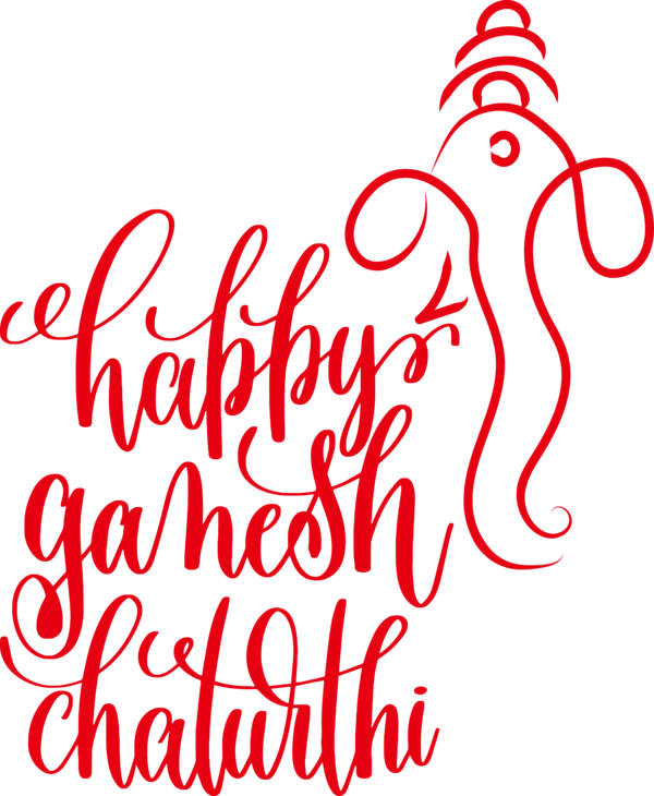 Transparent Ganesh Chaturthi Calligraphy Character Line for Vinayaka Chaturthi for Ganesh Chaturthi