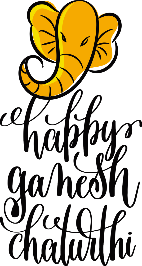 Transparent Ganesh Chaturthi Visual arts Calligraphy Black and white for Happy Ganesh Chaturthi for Ganesh Chaturthi