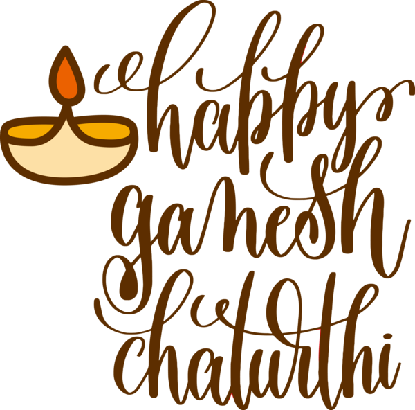 Transparent Ganesh Chaturthi Logo Calligraphy Line for Vinayaka Chaturthi for Ganesh Chaturthi