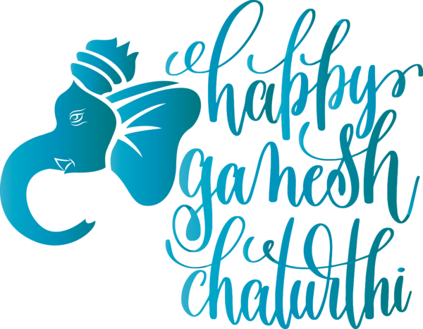 Transparent Ganesh Chaturthi Calligraphy Lettering Typography for Happy Ganesh Chaturthi for Ganesh Chaturthi