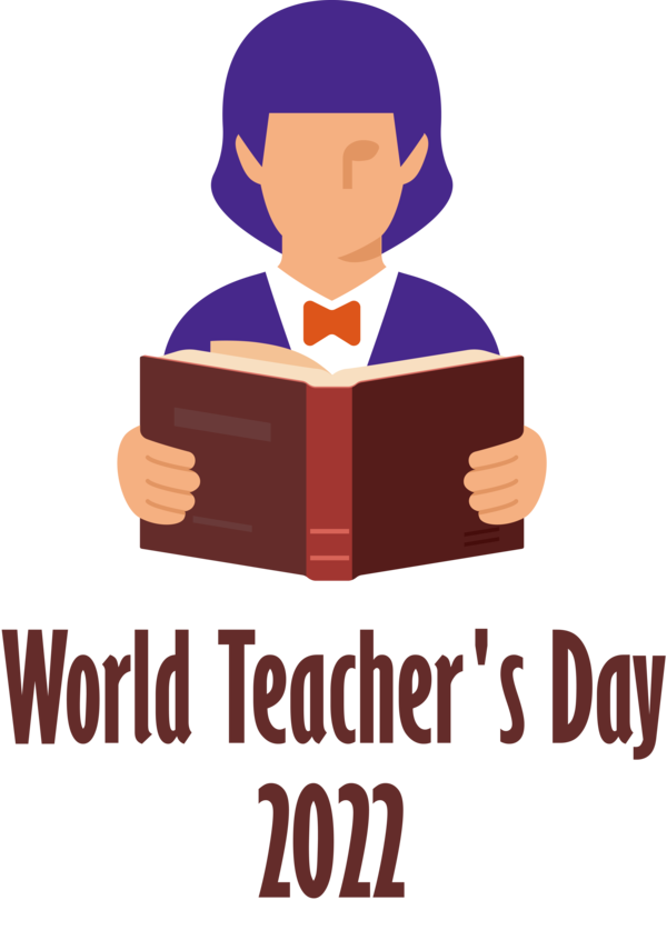 Transparent World Teacher's Day Cartoon Logo Reading for Teachers' Days for World Teachers Day