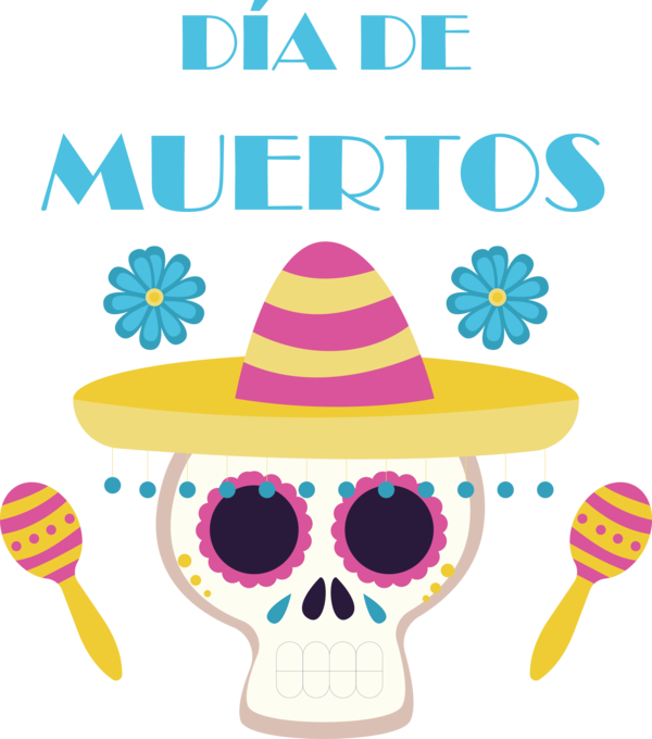 Transparent Day of the Dead Party hat Design Logo for Día de Muertos for Day Of The Dead