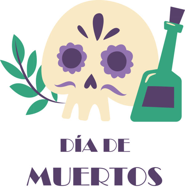 Transparent Day of the Dead Logo Animation Drawing for Día de Muertos for Day Of The Dead