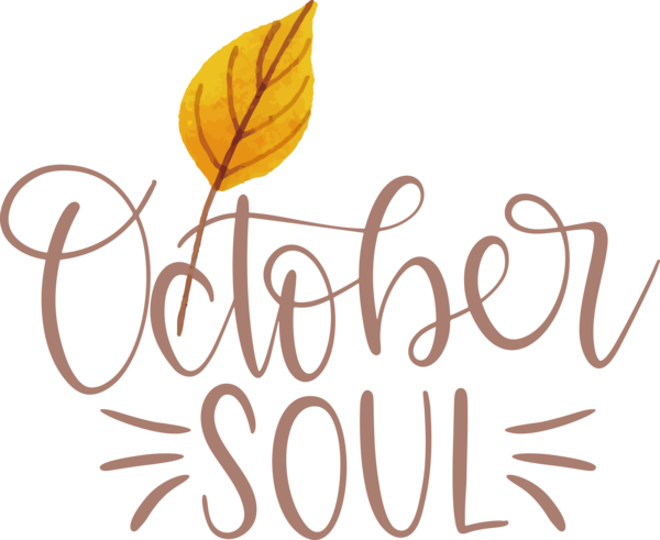 Transparent thanksgiving Leaf Logo Calligraphy for Hello October for Thanksgiving