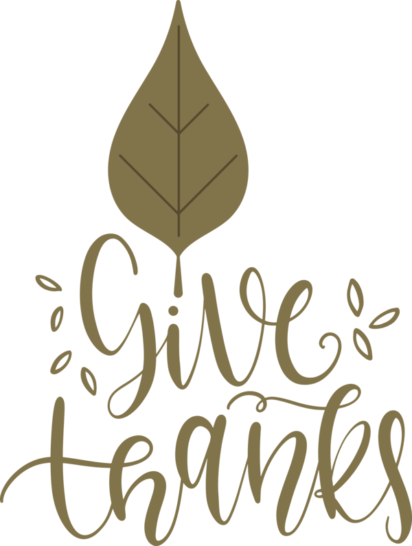 Transparent Thanksgiving Leaf Logo Calligraphy for Give Thanks for Thanksgiving