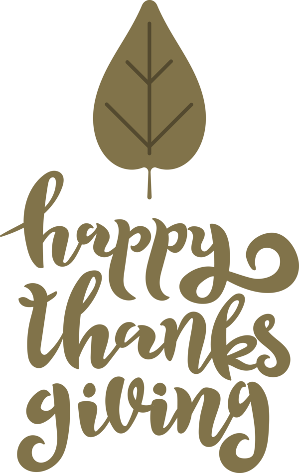 Transparent Thanksgiving Leaf Logo Calligraphy for Happy Thanksgiving for Thanksgiving