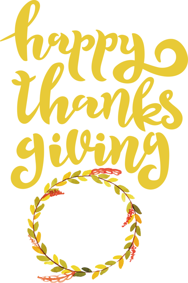Transparent Thanksgiving Line Yellow Calligraphy for Happy Thanksgiving for Thanksgiving