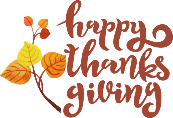 Transparent Thanksgiving Logo Calligraphy Flower for Happy Thanksgiving for Thanksgiving