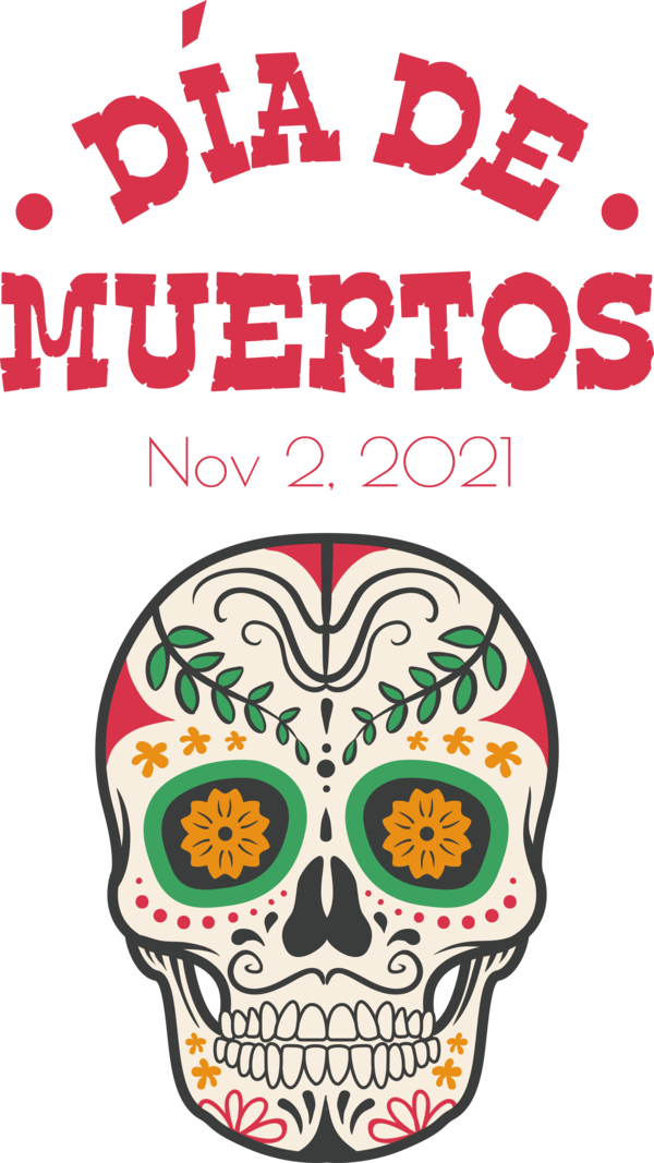Transparent Day of the Dead Calavera Day of the Dead Sticker for Día de Muertos for Day Of The Dead