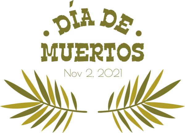 Transparent Day of the Dead Leaf Logo Line for Día de Muertos for Day Of The Dead
