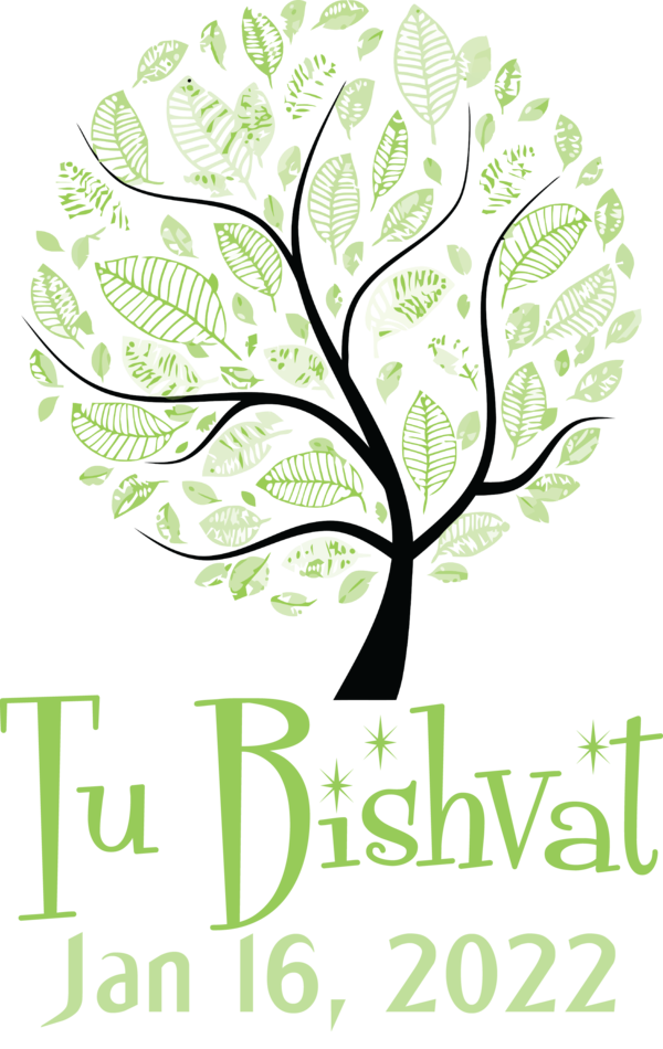 Transparent Tu Bishvat Leaf Wall Decal Floral design for Tu Bishvat Tree for Tu Bishvat