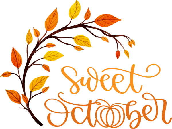 Transparent thanksgiving Floral design Leaf Design for Hello October for Thanksgiving