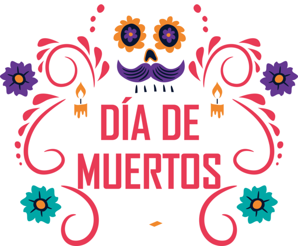Transparent Day of the Dead Design Floral design Line for Día de Muertos for Day Of The Dead