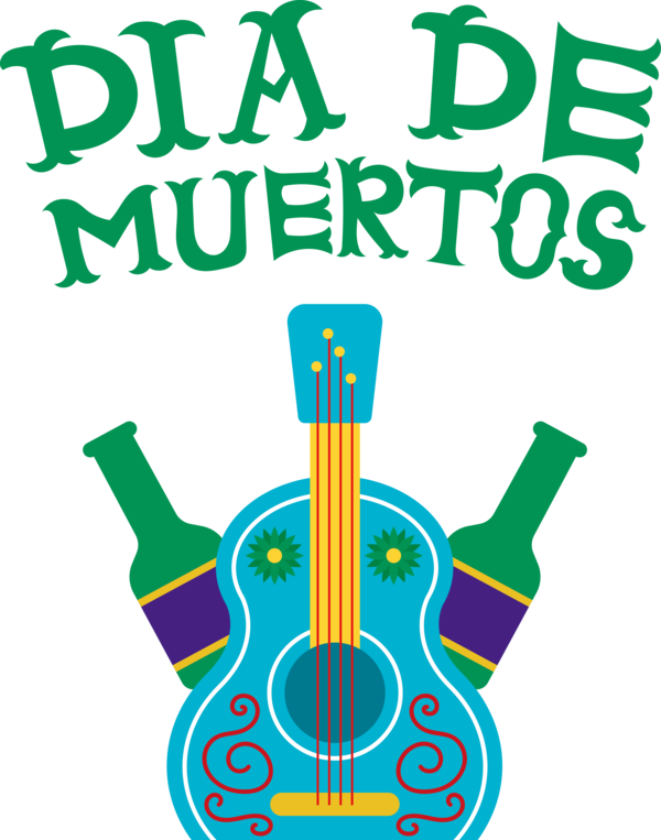 Transparent Day of the Dead Guitar Accessory Logo Guitar for Día de Muertos for Day Of The Dead