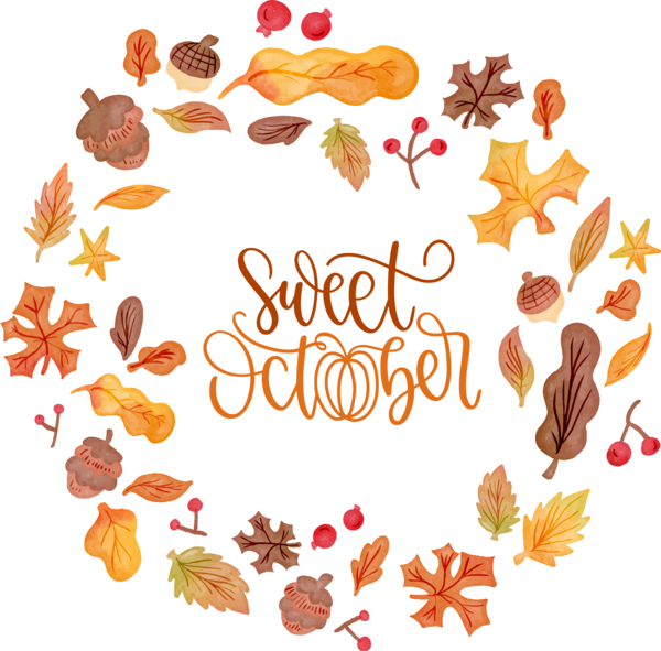 Transparent thanksgiving Autumn Design Watercolor painting for Hello October for Thanksgiving
